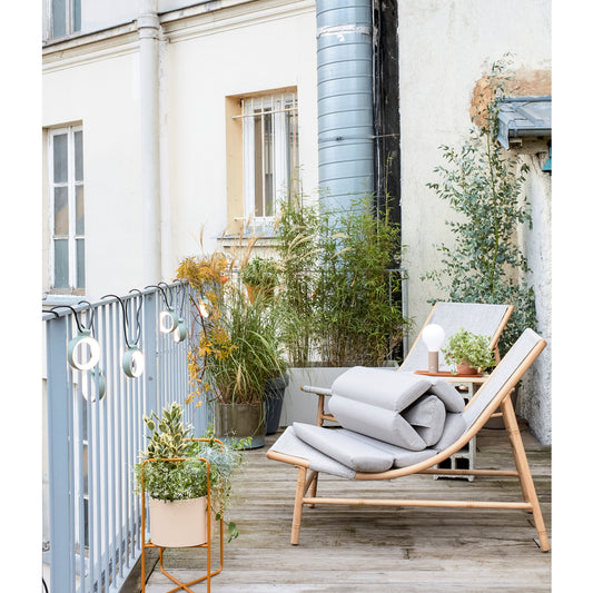 Chaise Lounge AGAPE En Aluminium Et Tissu Beige - 108,5x66,5x81,5 Cm