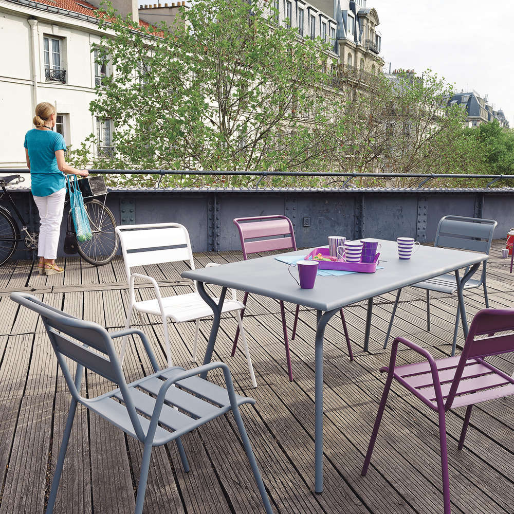 Fauteuil De Jardin Bridge MONCEAU Gris Orage En Acier - 64,5x52x85 Cm