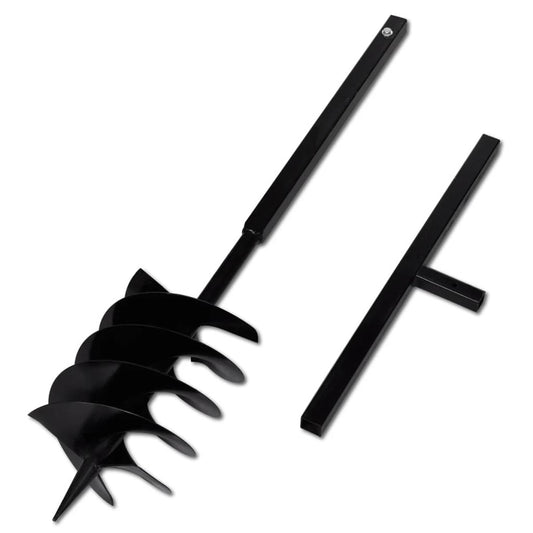 VIDAXL Tarière De Sol Avec Mèche De Tarière 200 Mm Acier Noir