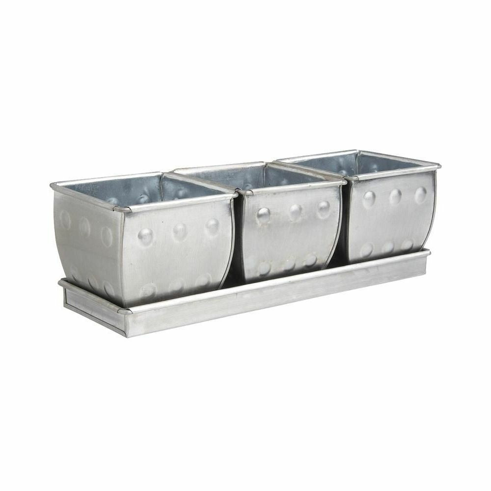 Jardinière 3 Pots En Zinc Brossé