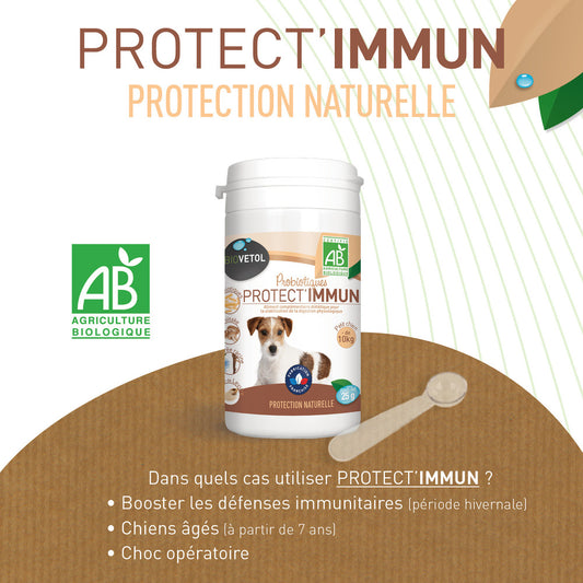 Probiotique Chien Bio Protect'immun - Complément Alimentaire Chien - 10 Kg- 25 G