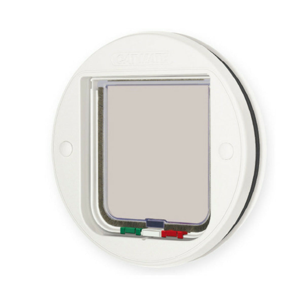 PET MATE Porte ø 22,3 Cm Verre Ronde Blanc ø 24,5 Cm Chatière