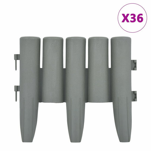 VIDAXL Bordures De Pelouse 36 Pcs Gris 10 M Pp