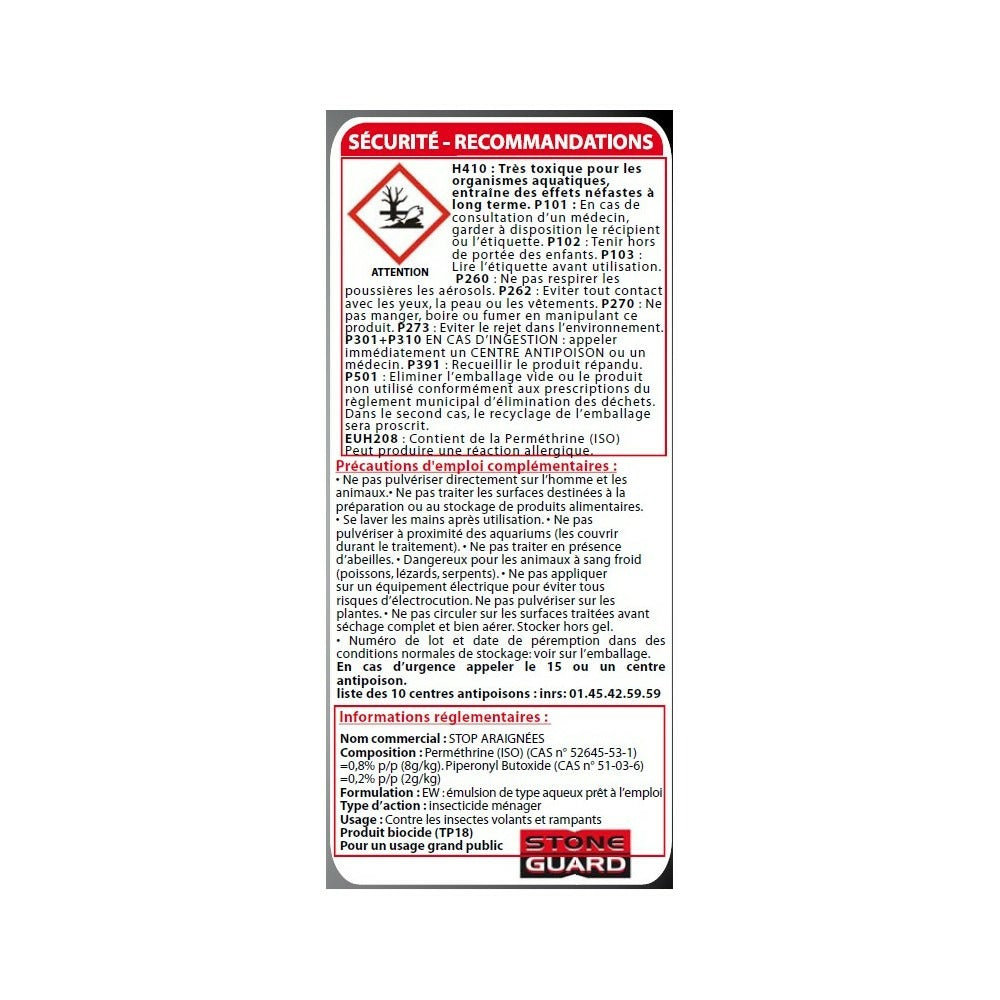 Stop Araignées Lot De 3 X 1l - Pulvérisateurs Anti Araignée Protection Longue Durée - Fabriqué En France