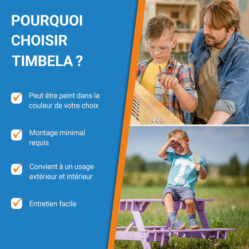 Table Enfant En Bois – Table Et Chaise Enfant - 81x60xh50 Cm - M012-1