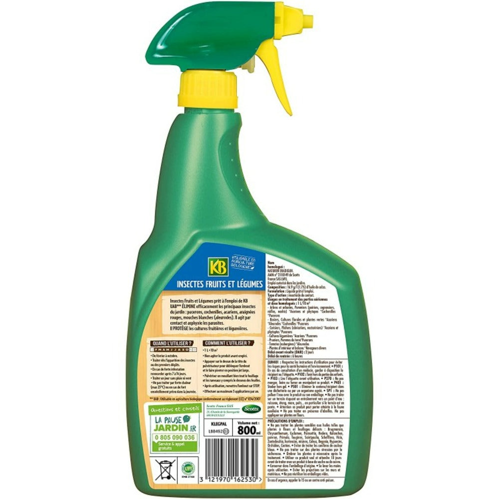 Pulvérisateur Insecticide Fruits Et Légumes Prêt à L'emploi 800ml ( Klegpal )