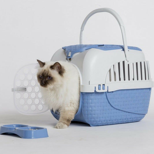 Cage De Transport Tour Bleu Taille Xs 33 X 52 X 34 Cm Pour Chat Ou Chien.