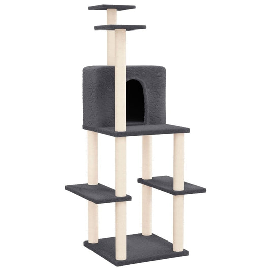 VIDAXL Arbre à Chat Avec Griffoirs En Sisal Gris Foncé 144,5 Cm