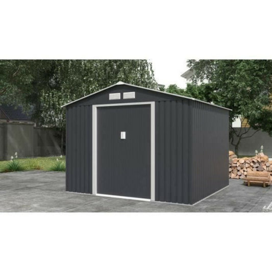 Abri De Jardin En Métal 6,3 M² - 261 X 241 X 198 Cm - Kit D'ancrage Inclus - Gris