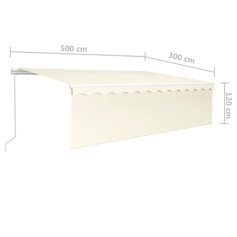 VIDAXL Auvent Rétractable Manuel Avec Store 5x3 M Crème