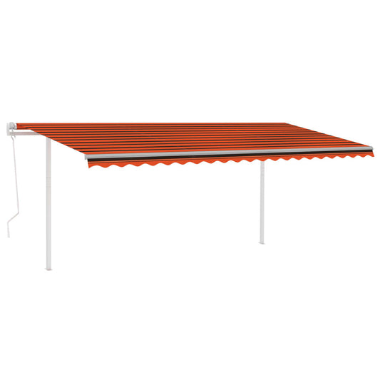 VIDAXL Auvent Automatique Capteur De Vent Et Led 5x3,5 M Orange Marron