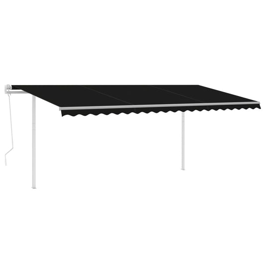 VIDAXL Auvent Rétractable Automatique Avec Poteaux 5x3 M Anthracite