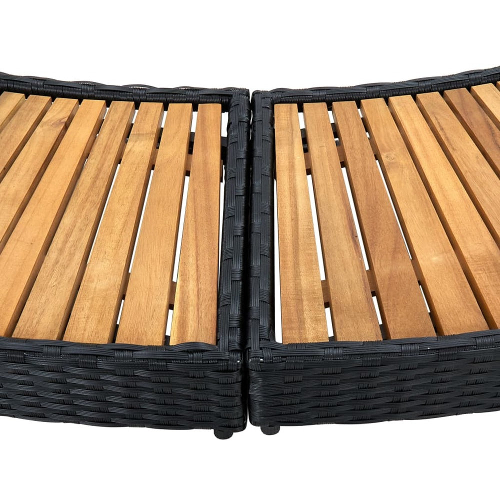 VIDAXL Contour Pour Spa Noir Poly Rotin Et Bois D'acacia Massif