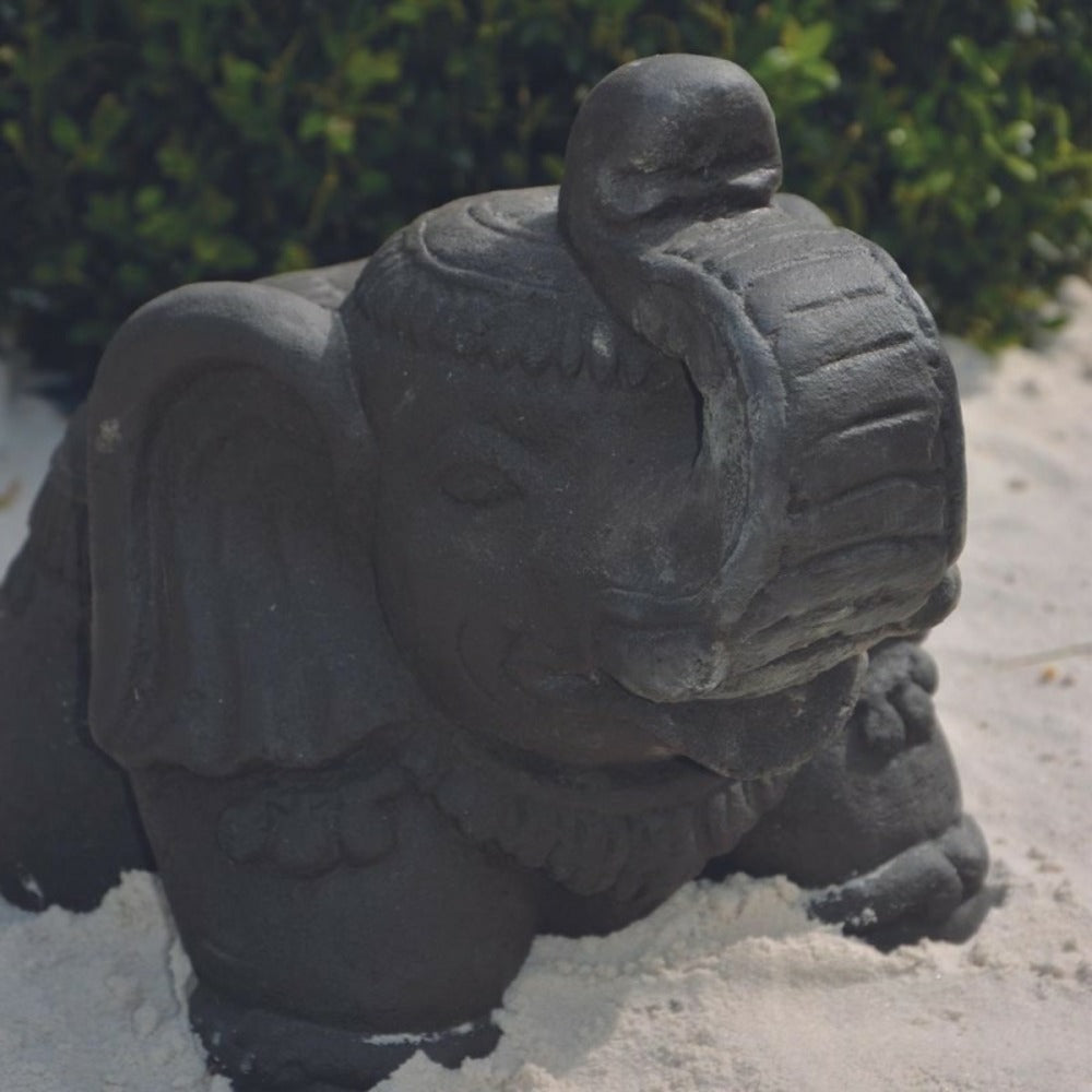 Statuette Jardin éléphant Sacré 30 Cm - Gris Anthracite 30 Cm