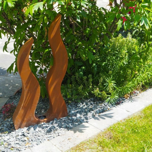 Déco Jardin Flamme Métal Rouillé - Rouille 82 Cm