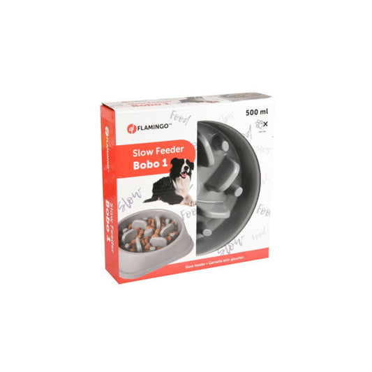Gamelle Bobo 1 Anti Glouton Grise 500 Ml ø 17 Cm Pour Chien