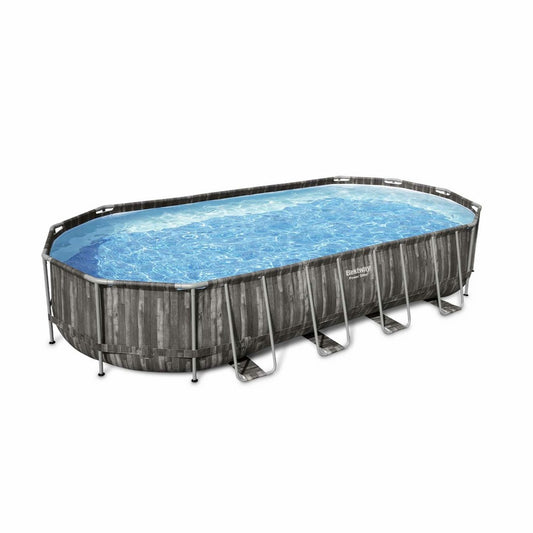 Kit Piscine Géante Complet Bestway – Spinelle – Piscine Ovale Tubulaire 7x3 M Motif Aspect Bois. Pompe De Filtration. Échelle. Bâche