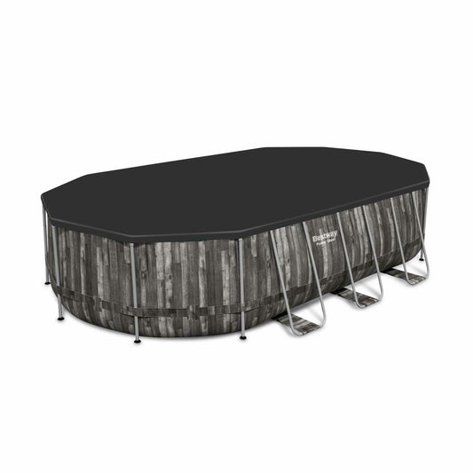 Kit Piscine Géante Complet Bestway – Spinelle – Piscine Ovale Tubulaire 6x3 M Motif Aspect Bois. Pompe De Filtration. Échelle. Bâche