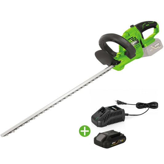 Taille Haies Sans Fil 20v Lame 51cm + Batterie Lithium 2ah + Chargeur Rapide Vito Ego Li