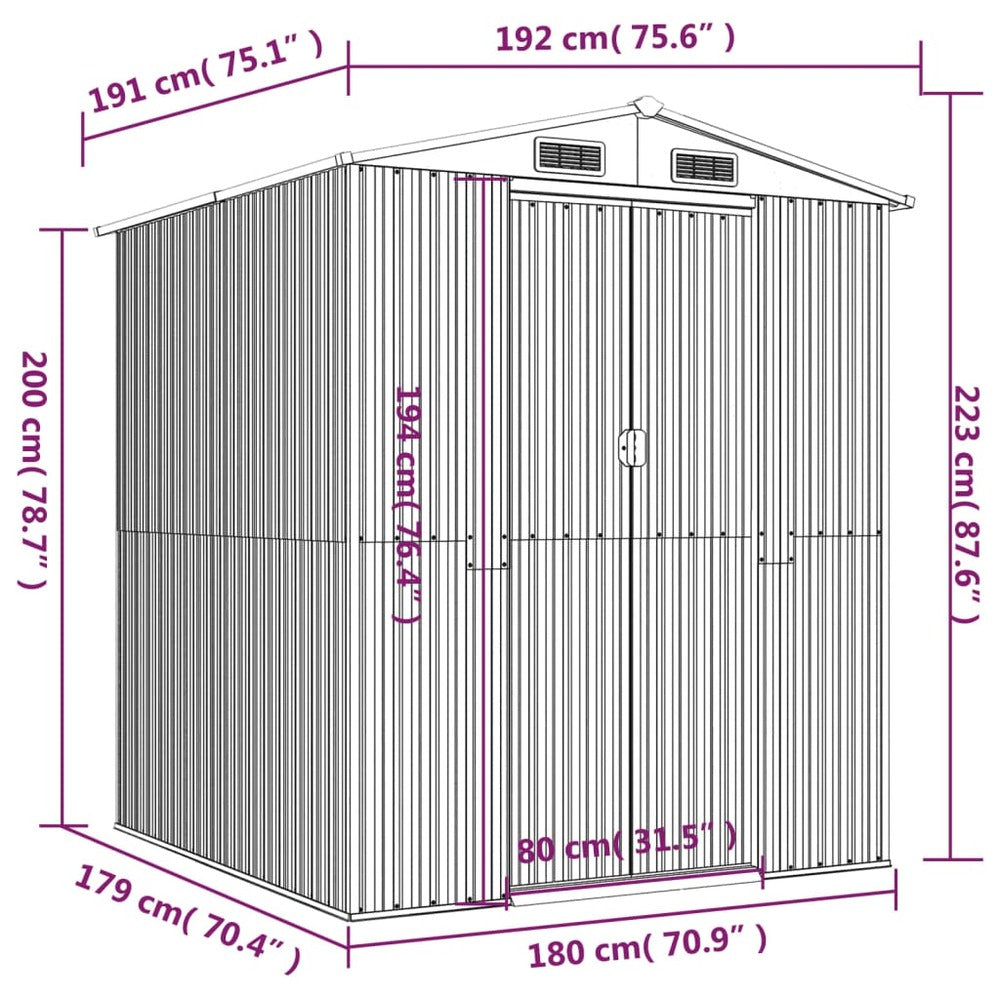 VIDAXL Abri De Jardin Anthracite 192x191x223 Cm Acier Galvanisé