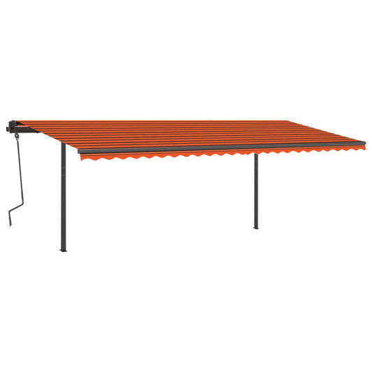 VIDAXL Auvent Manuel Rétractable Avec Led 6x3,5 M Orange Et Marron