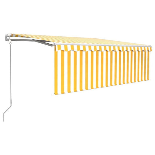 VIDAXL Auvent Automatique Rétractable Avec Store 4,5x3 M Jaune Et Blanc