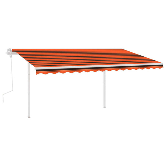 VIDAXL Auvent Manuel Rétractable Avec Led 4,5x3,5 M Orange Et Marron