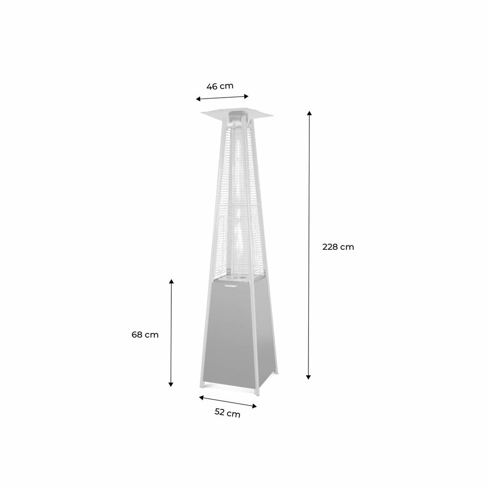 Chauffage D'extérieur - Sweden - Parasol Chauffant Gaz Pyramide. Design. Véritable Flamme. Roulettes Incluses