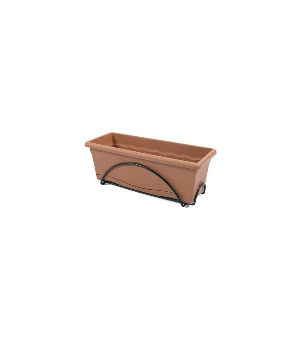 Jardiniere 50x20cm Avec Plateau Et Support Balcon - Anthracite