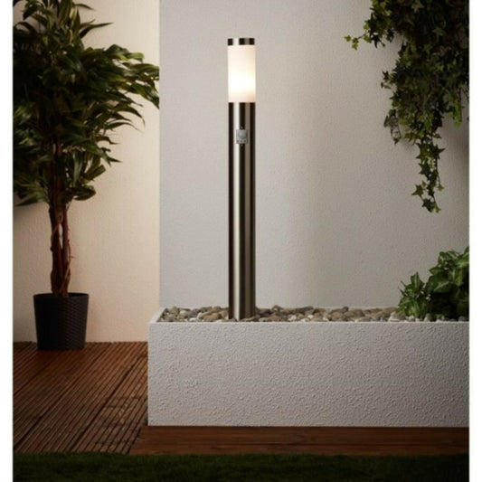 BRILLIANT Potelet Avec Détecteur Bole Couleur Acier Led Intégré