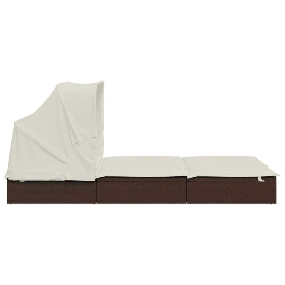 VIDAXL Transat 2 Places Avec Toit Pliable Marron 213x118x97 Cm