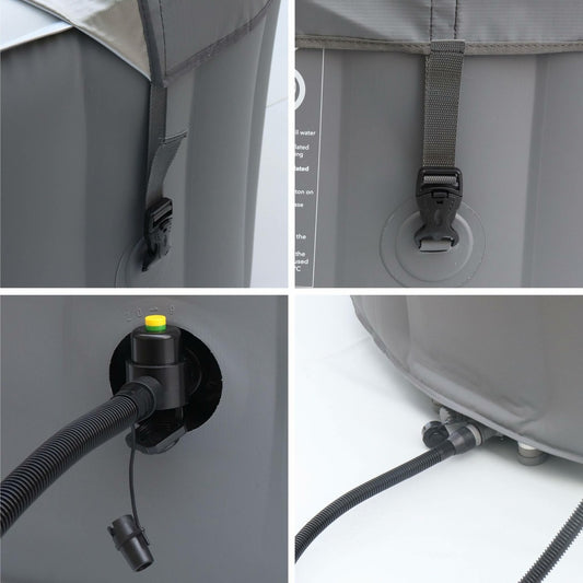 Spa Mspa Gonflable Rond – Kili 6 Gris 6 Places - Système Anti-gel + Bâche. 180 Cm. Pompe. Chauffage. Gonfleur. Filtre