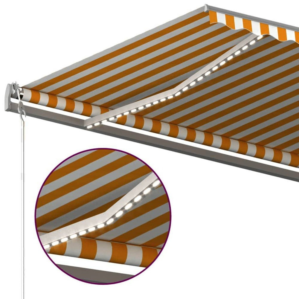 VIDAXL Auvent Manuel Rétractable Avec Led 500x300 Cm Jaune Et Blanc