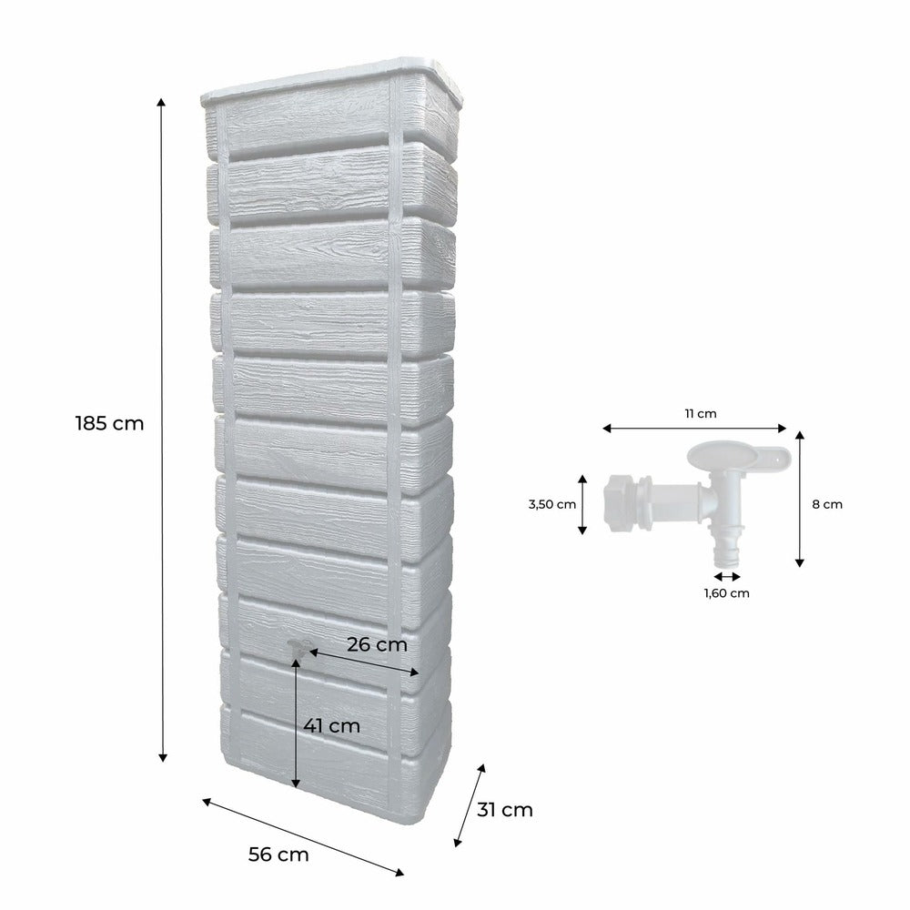 Récupérateur D'eau Mural Grandval 300l Imitation Bois Anthracite Avec Kit Raccord Chéneau Inclus