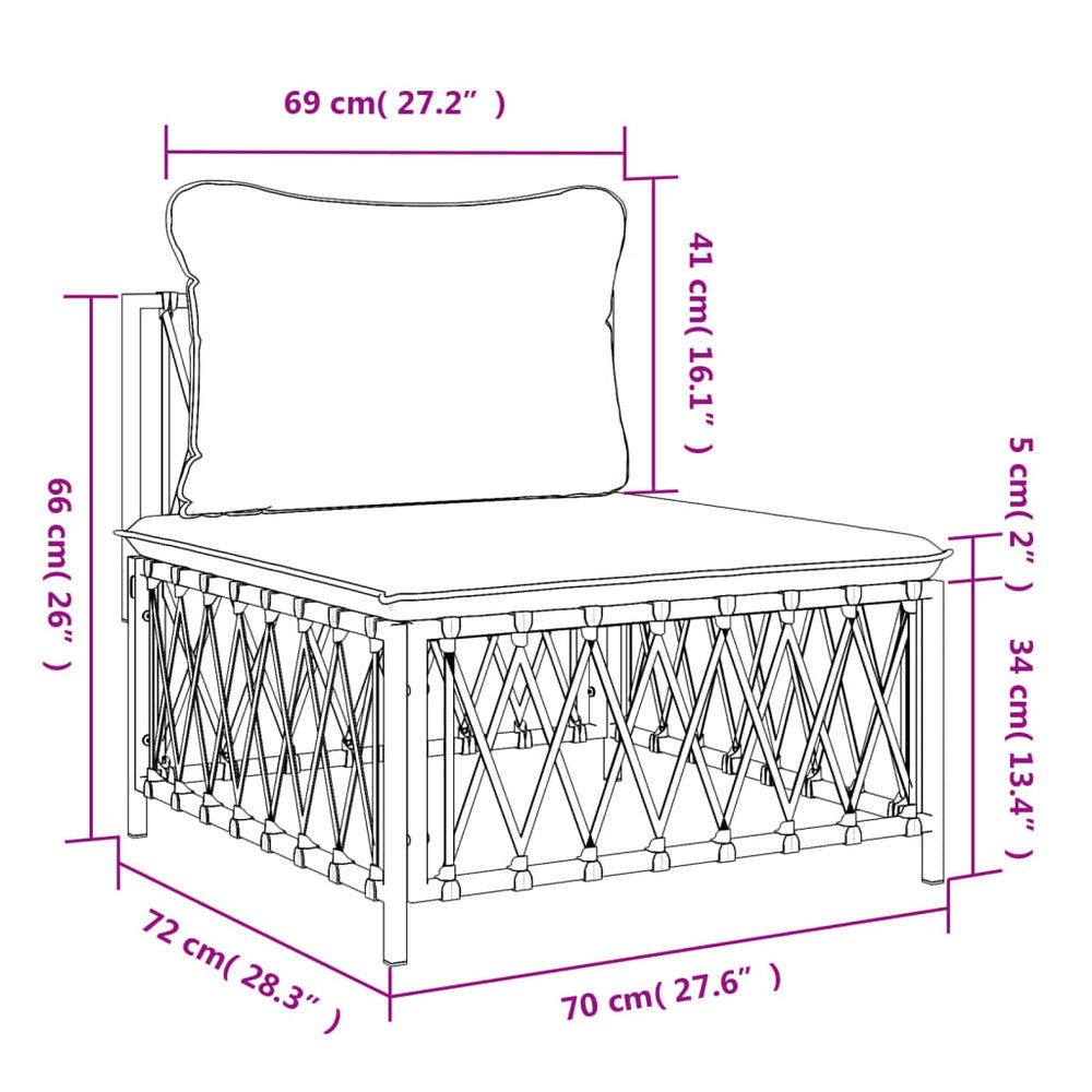 VIDAXL Canapé Central De Jardin Avec Coussins Blanc Tissu Tissé