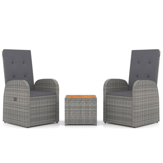 VIDAXL Ensemble De Salon De Jardin 3 Pcs Gris Poly Rotin Et Acacia