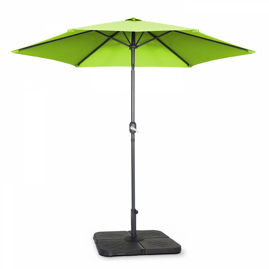 Parasol Droit Inclinable 3m Et 4 Dalles à Lester Remplissables Vert