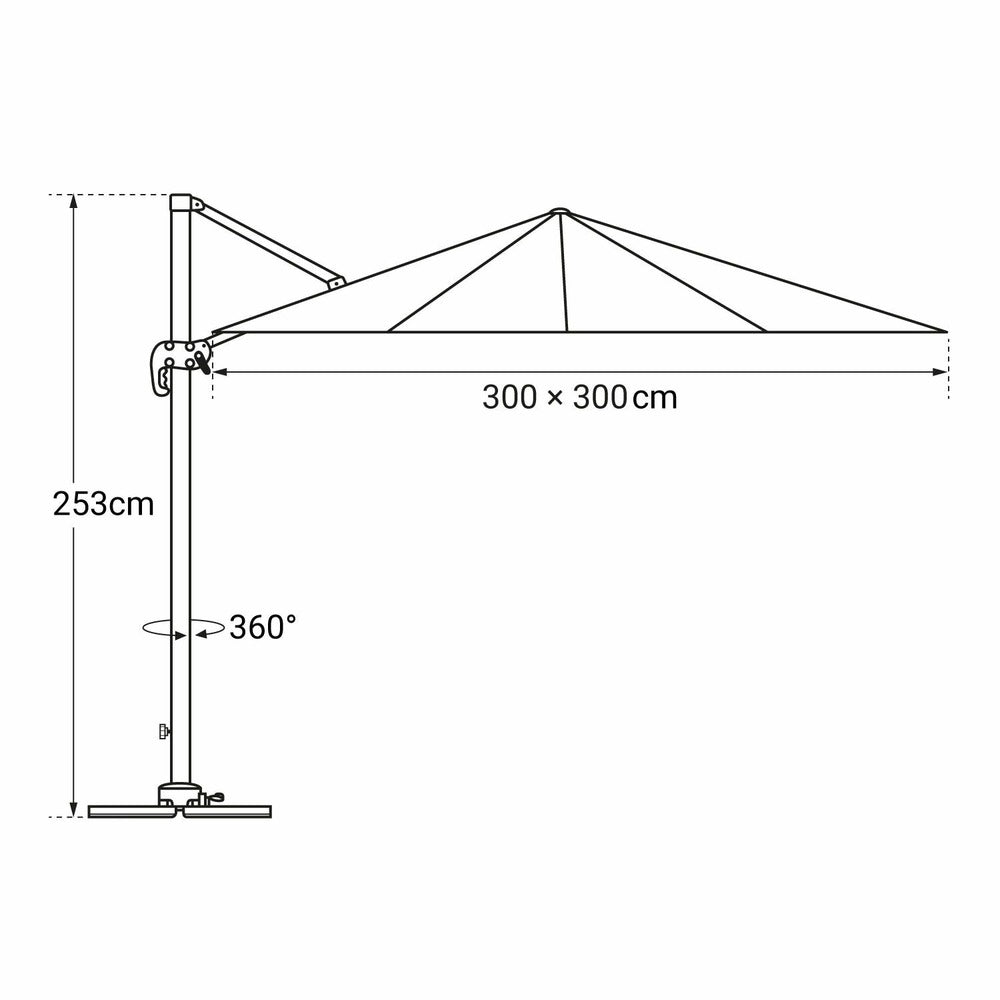 Oahu - Parasol Déporté Avec Housse De Rangement - Inclinable Rotatif Et Rabattable - Protection Uv - Ouverture Facile - Taupe 3x3m