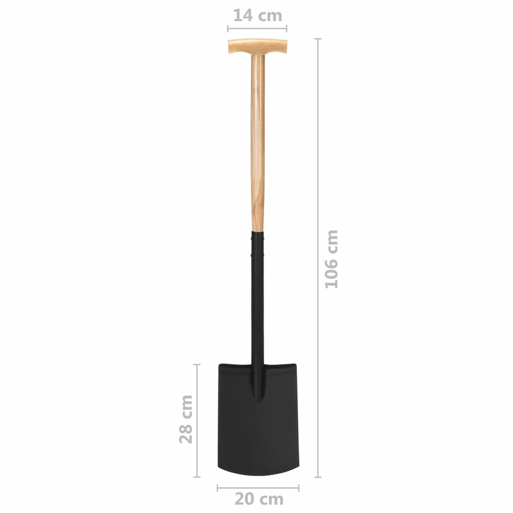 VIDAXL Bêche à Creuser De Jardin Avec Poignée En T Acier Et Bois Dur