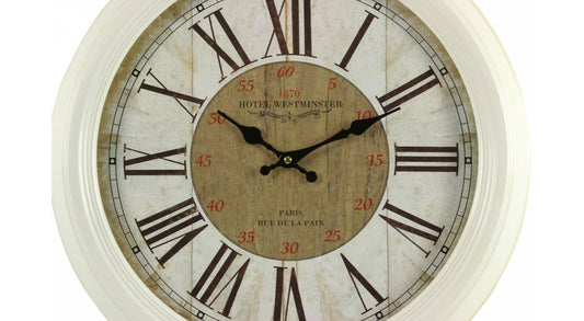 Horloge Ancienne Murale Hôtel Westminster 47cm - Fer - Blanc