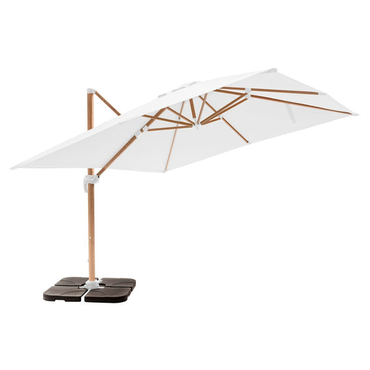 Parasol Déporté 3x3m Et 4 Dalles à Remplir Effet Bois Blanc