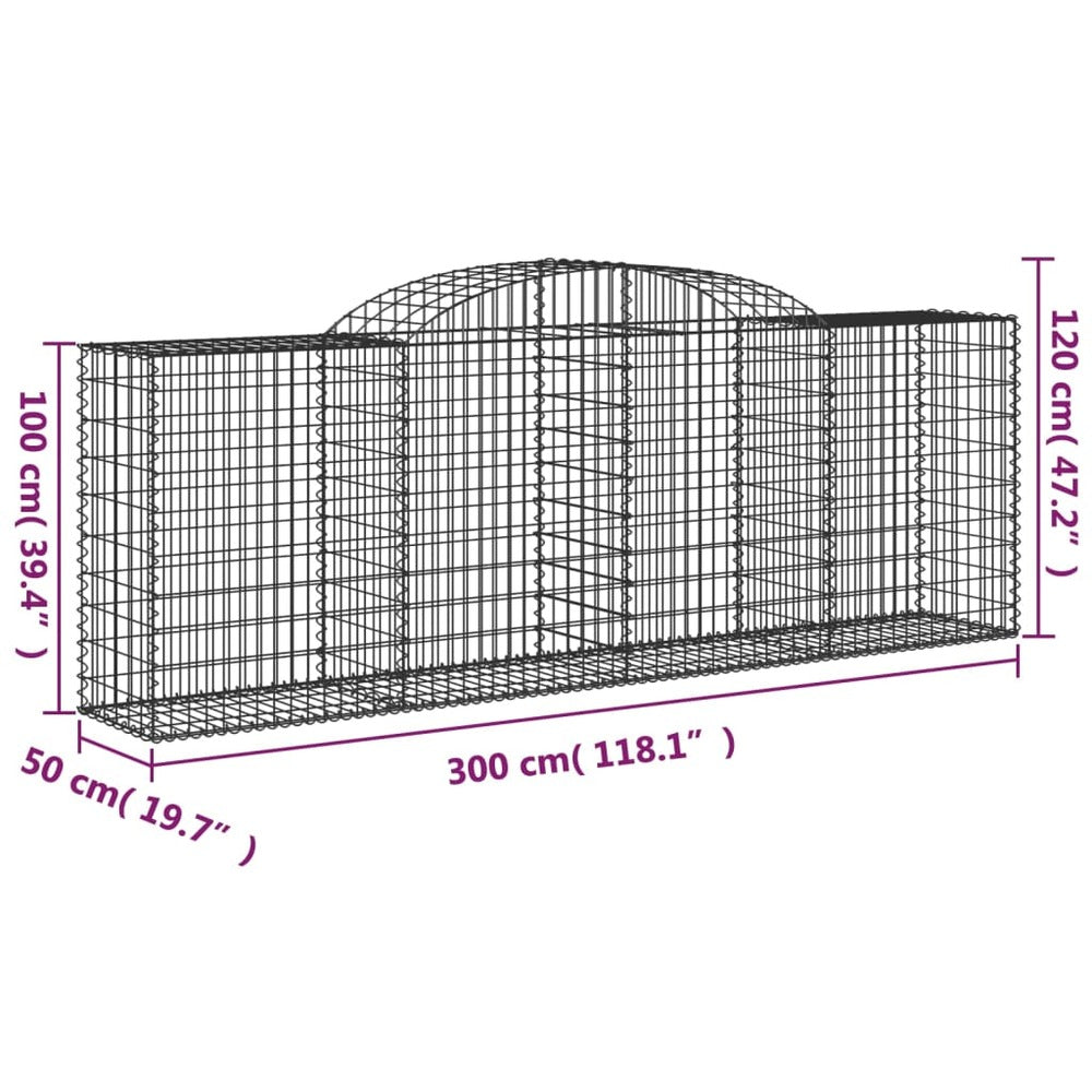 VIDAXL Paniers à Gabions Arqués 6 Pcs 300x50x100/120 Cm Fer Galvanisé