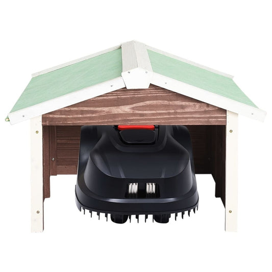 VIDAXL Garage De Tondeuse à Gazon 72x87x50 Cm Moka Et Blanc Sapin