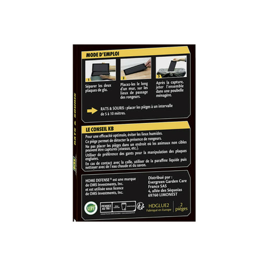 Piège à Glue Rats Et Souris Kb Home Defense - 2 Pcs
