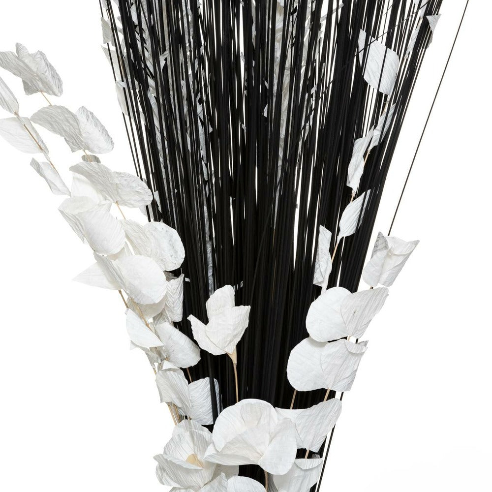 ATMOSPHERA Fagot De Fleurs Et Tiges Séchées Blanc Et Noir D. 40 X H. 150 Cm