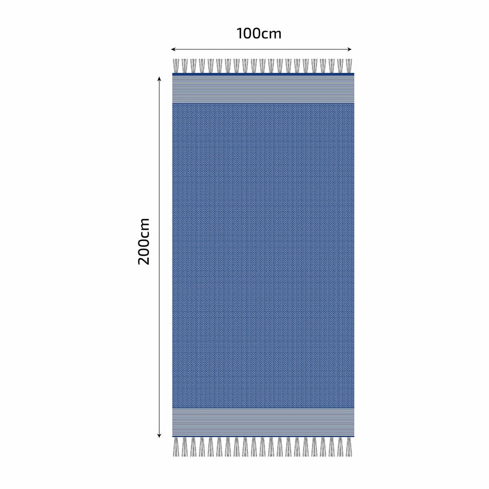 Fouta En Coton Tissage Nid D'abeille Ziwane 100x200cm Bleu Royal