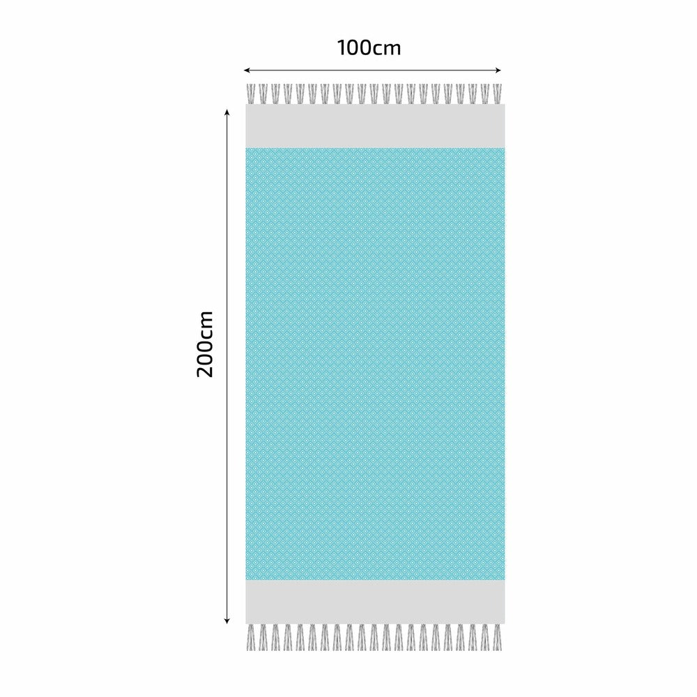 Fouta En Coton Petit Losange 100x200cm Turquoise