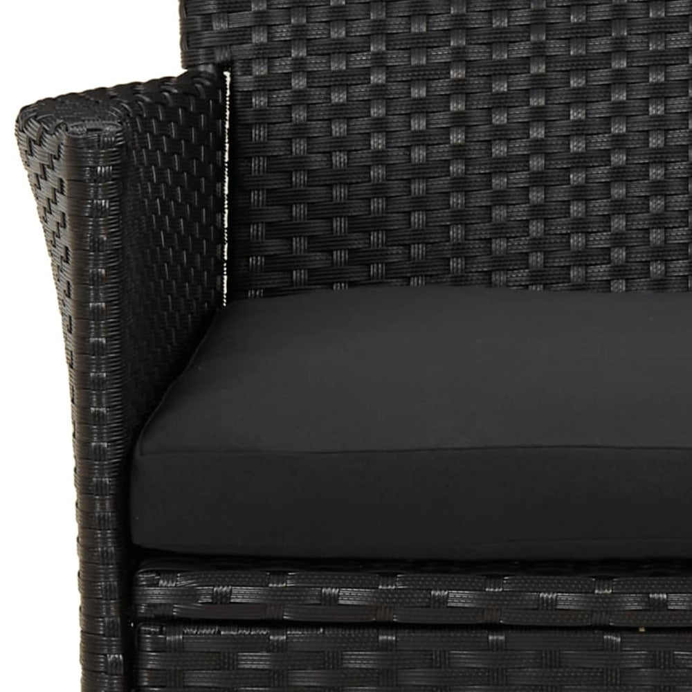 VIDAXL Ensemble De Salle à Manger De Jardin Avec Coussins 3 Pcs Noir