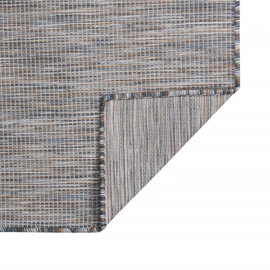 VIDAXL Tapis à Tissage Plat D'extérieur 140x200 Cm Marron Et Noir