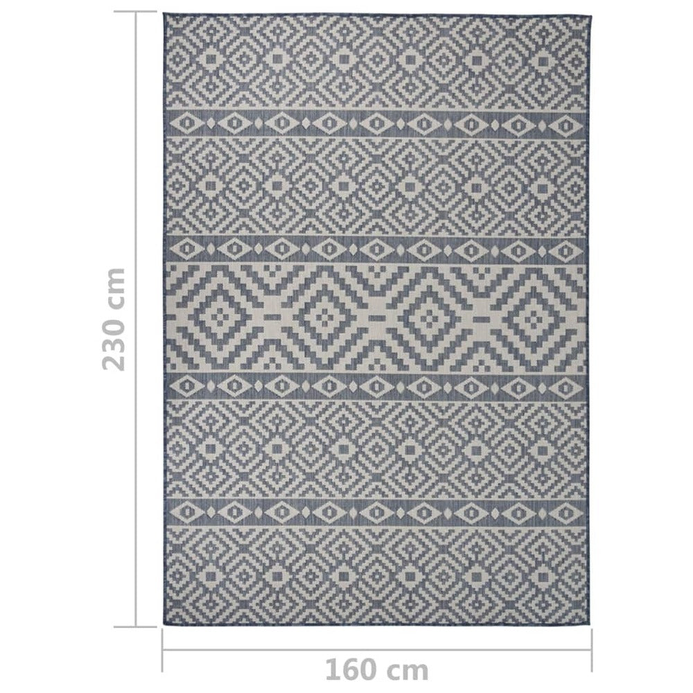 VIDAXL Tapis à Tissage Plat D'extérieur 160x230 Cm Rayures Bleues